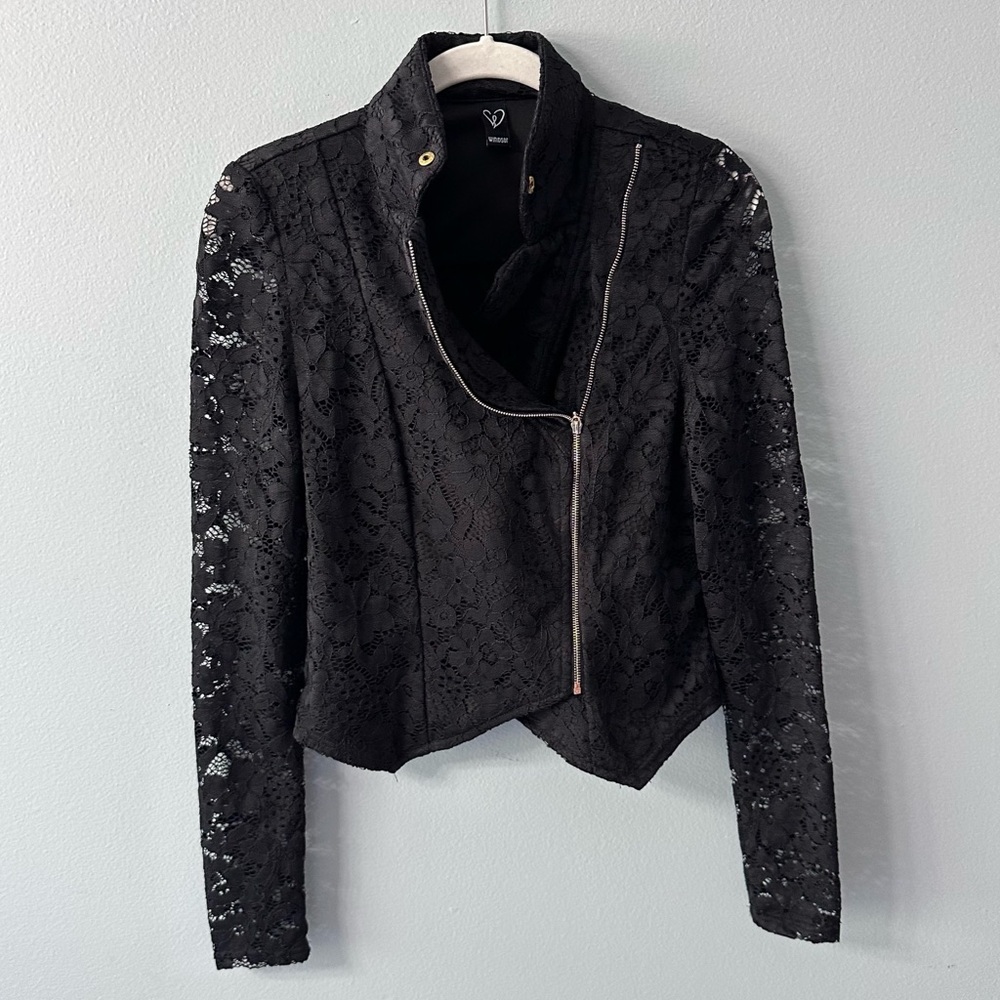 Windsor Lace Black Jacket Size Medium Lace 90s Retro